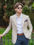 Load image into Gallery viewer, Sand & Cream Linen/Wool Harrods Sportcoat, Patch Pocket
