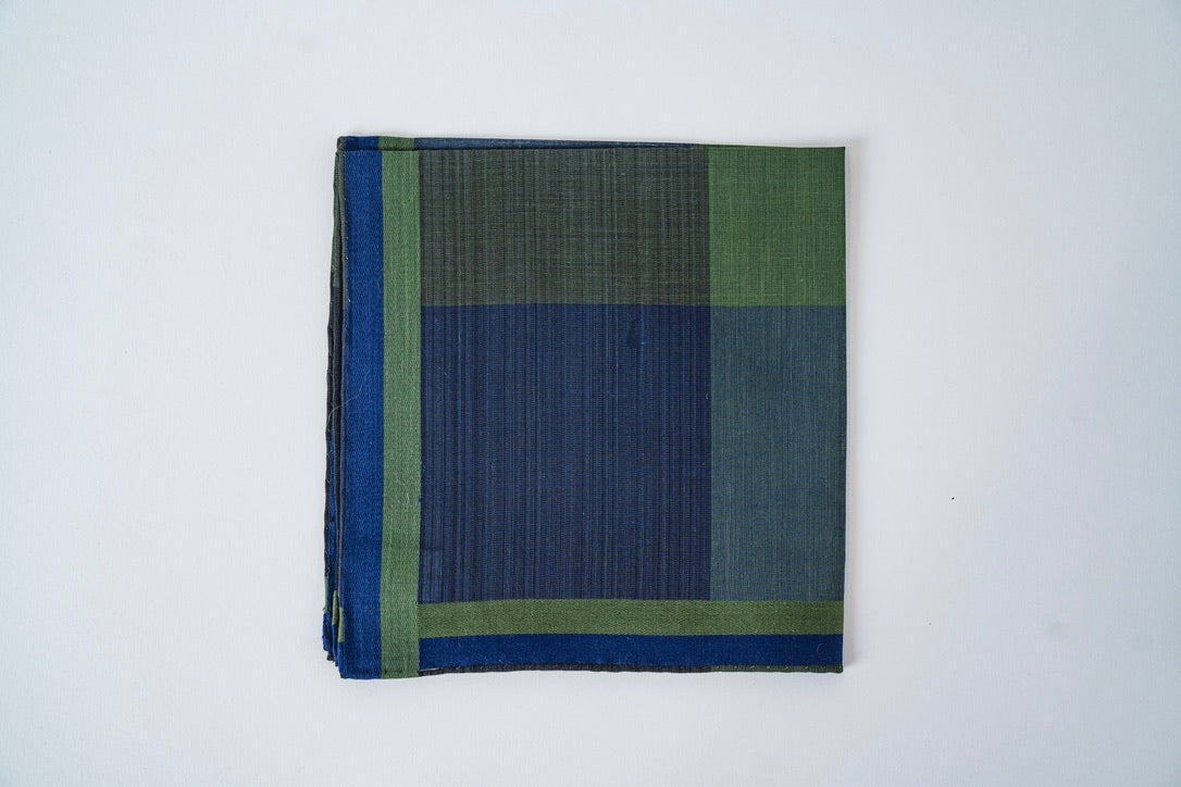 Simonnot Godard Pocket Square in Navy/Green