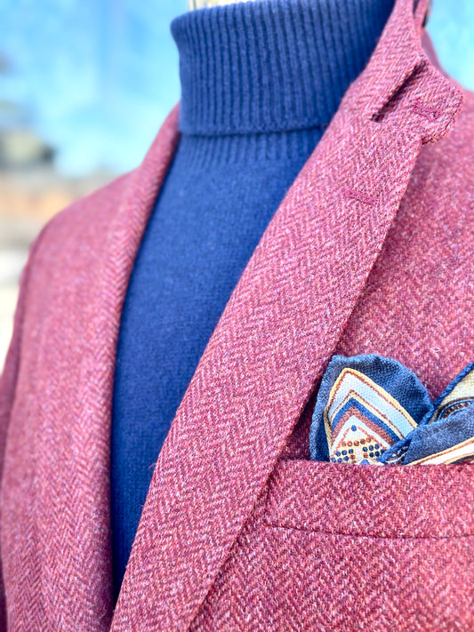 Hacking Jacket in Burgundy Herringbone Tweed