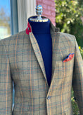 Load image into Gallery viewer, Hacking Jacket in Lambswool Moss/Red/Gold Multiplaid
