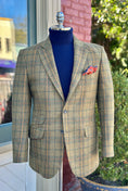 Load image into Gallery viewer, Hacking Jacket in Lambswool Moss/Red/Gold Multiplaid
