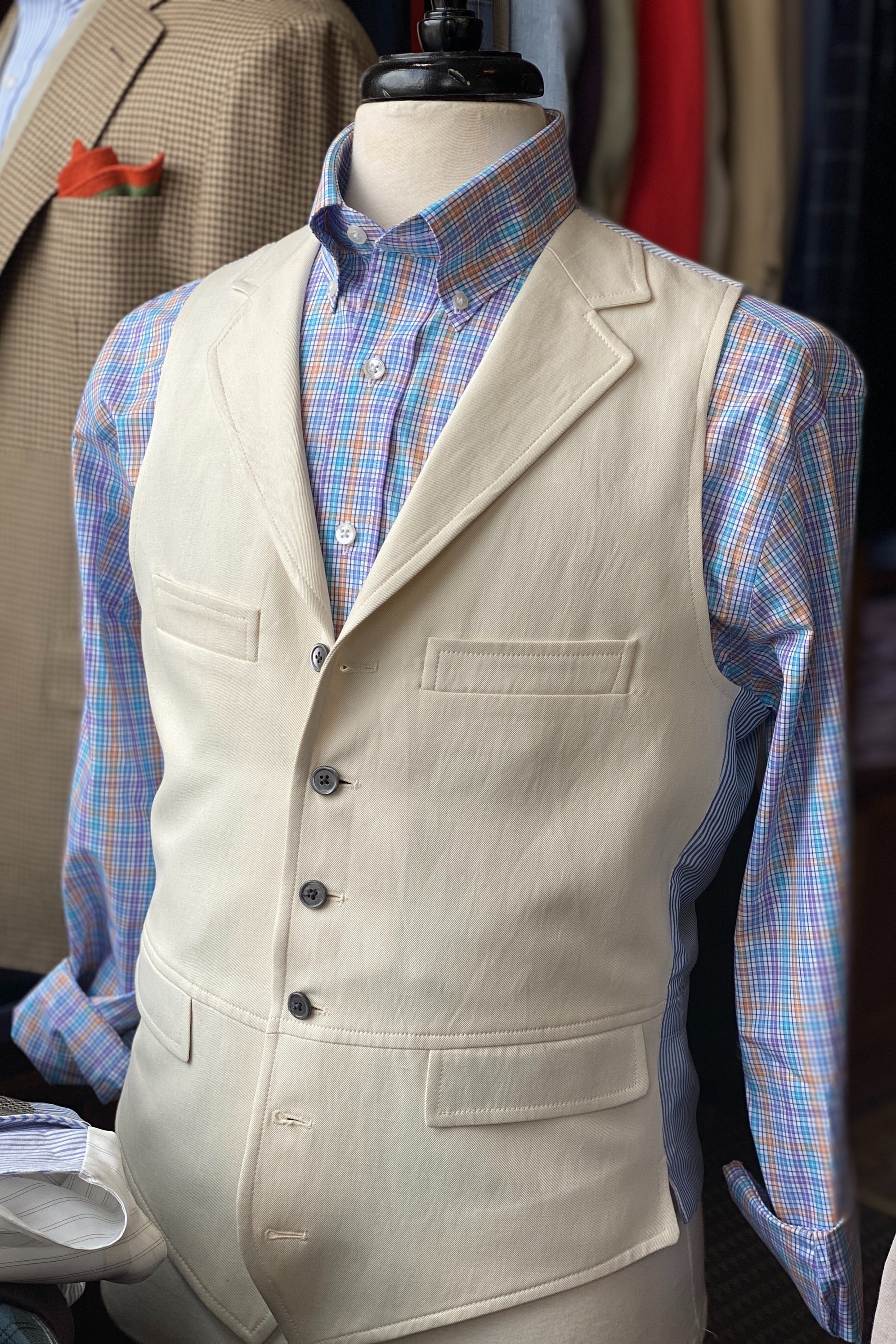 Crittenden Signature Vest in Off-White Silk & Linen