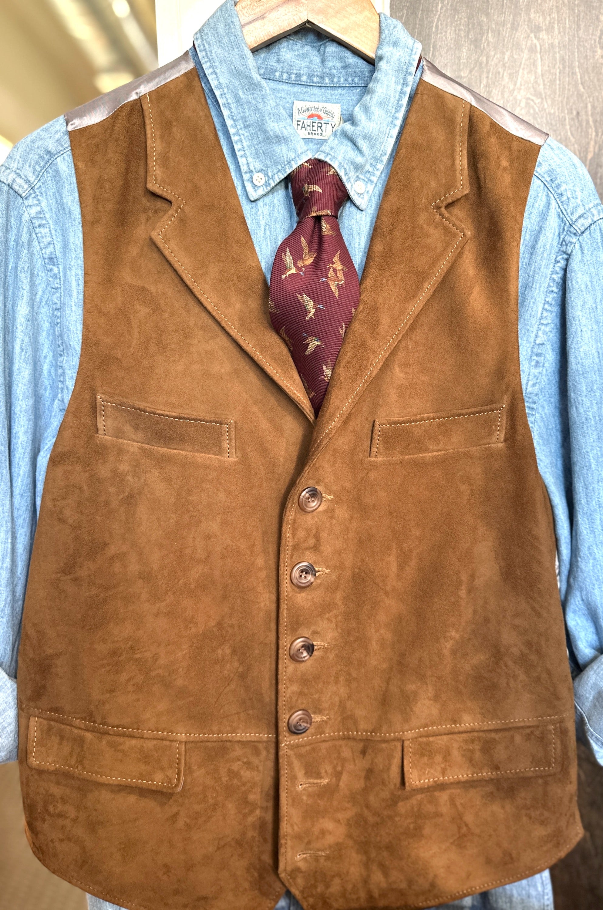 Crittenden Six Button Vest in Suede