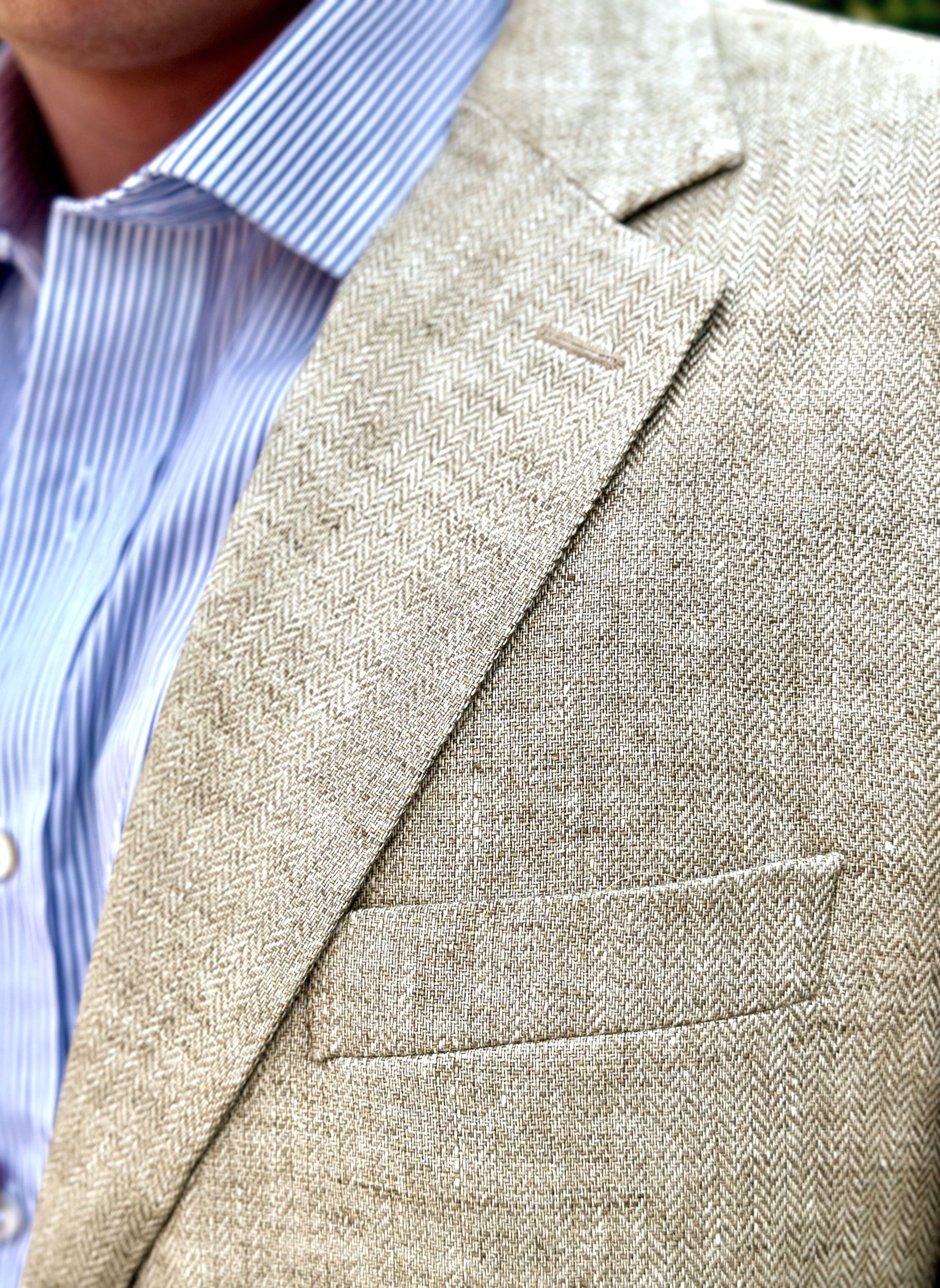 Harrods Sportcoat in Tan Linen Herringbone