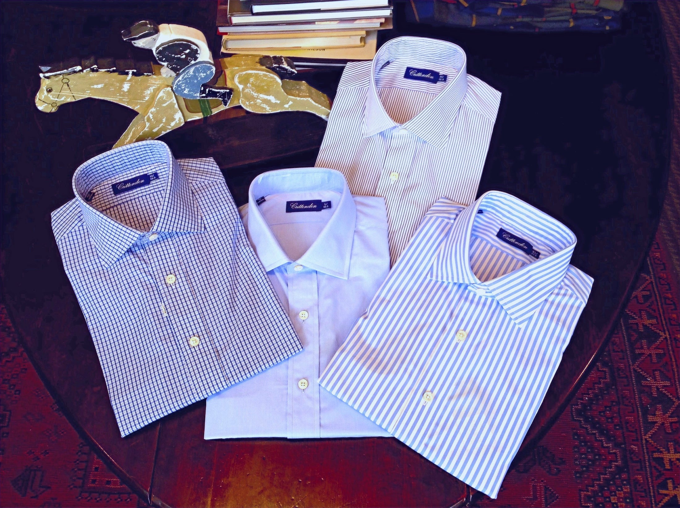 Crittenden Super 190s Dress Shirt, Blue Stripe/Blue Check/ Pinstripe/Solids