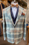 Load image into Gallery viewer, Hacking Coat in Grey/Sky/Sand Estate Plaid
