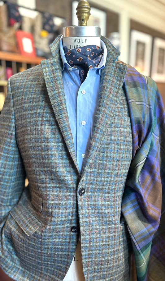 Harrods Sportcoat in Loden/Blue Highland Check