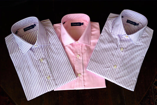 Crittenden Super 100s Dress Shirt, Light Purple and White Stripe or Check