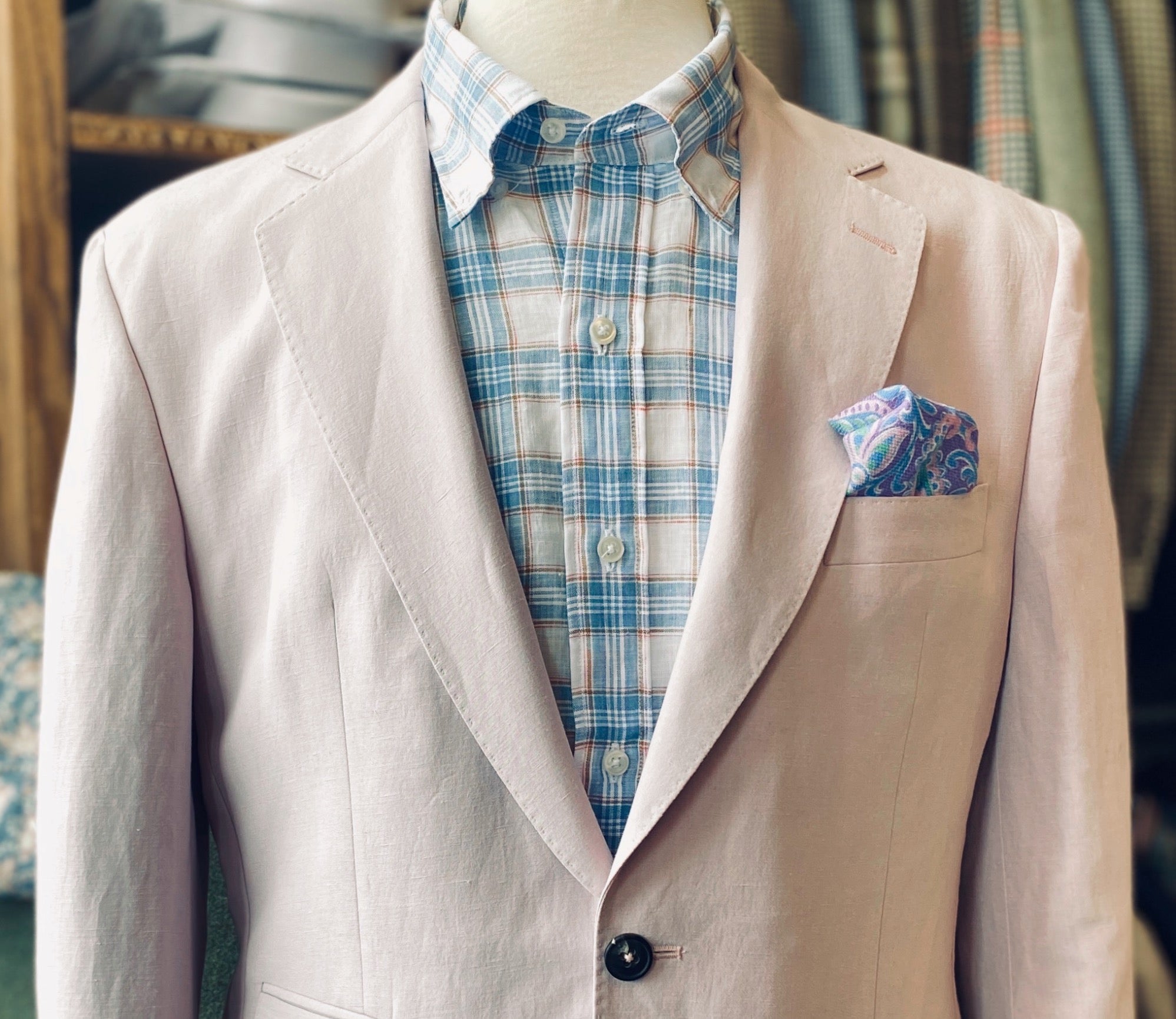 Harrods Jacket in Tan Silk & Linen