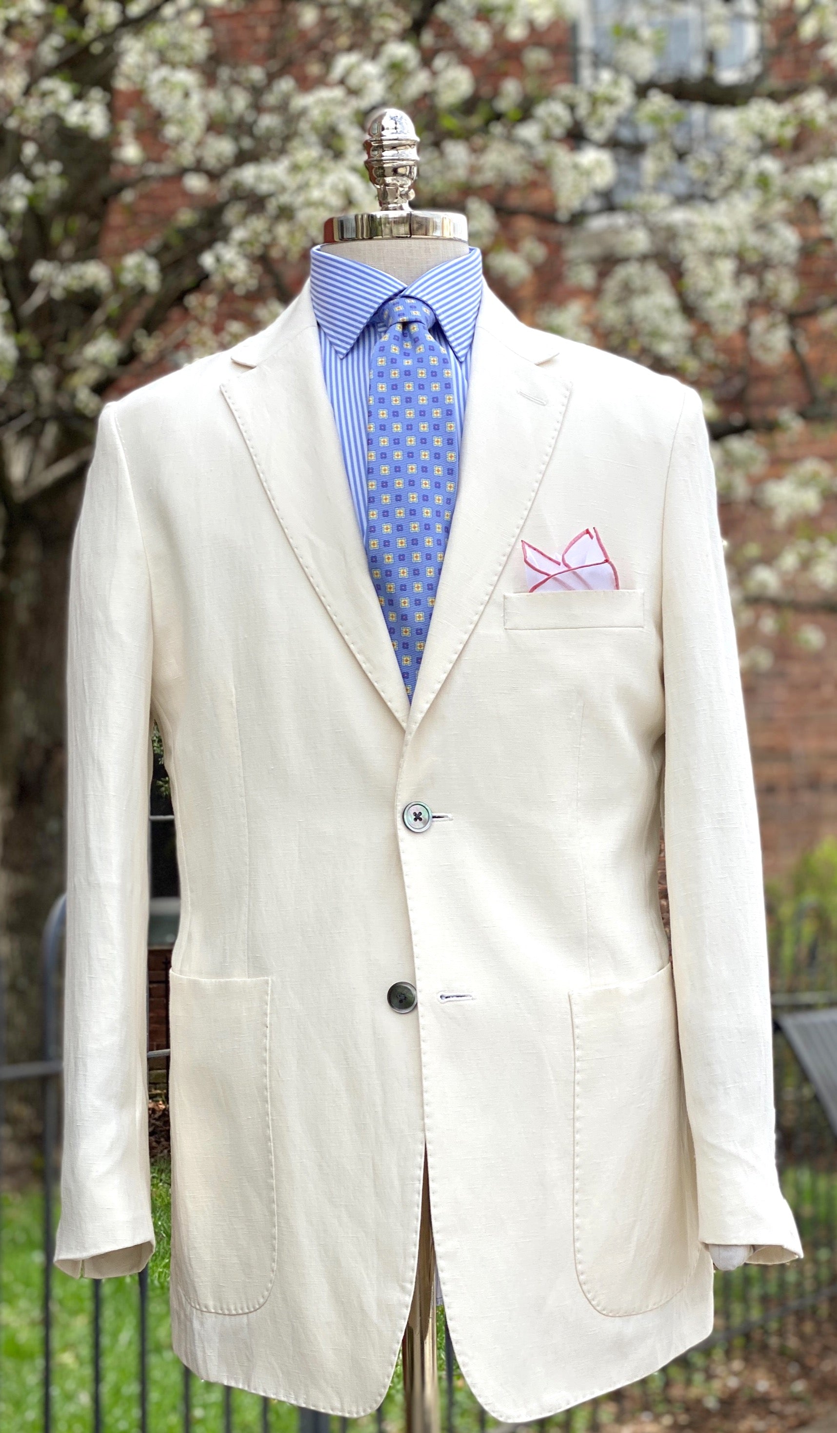 Stuart Off White Silk Linen Jacket 42L