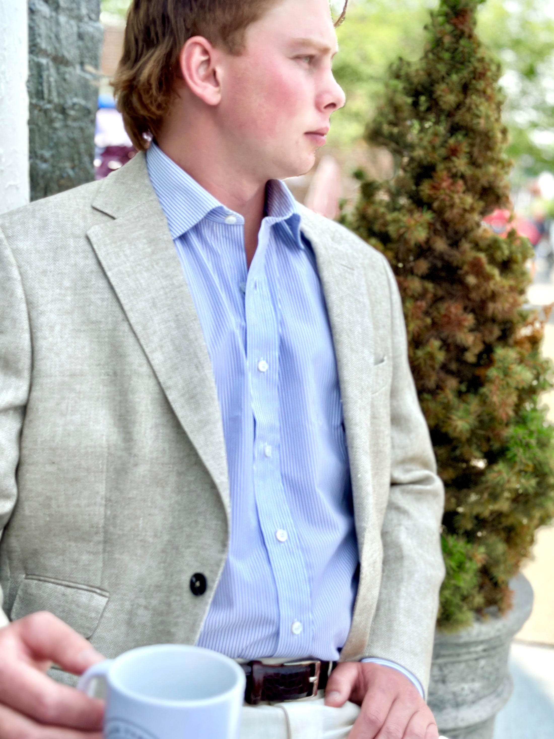 Harrods Sportcoat in Tan Linen Herringbone