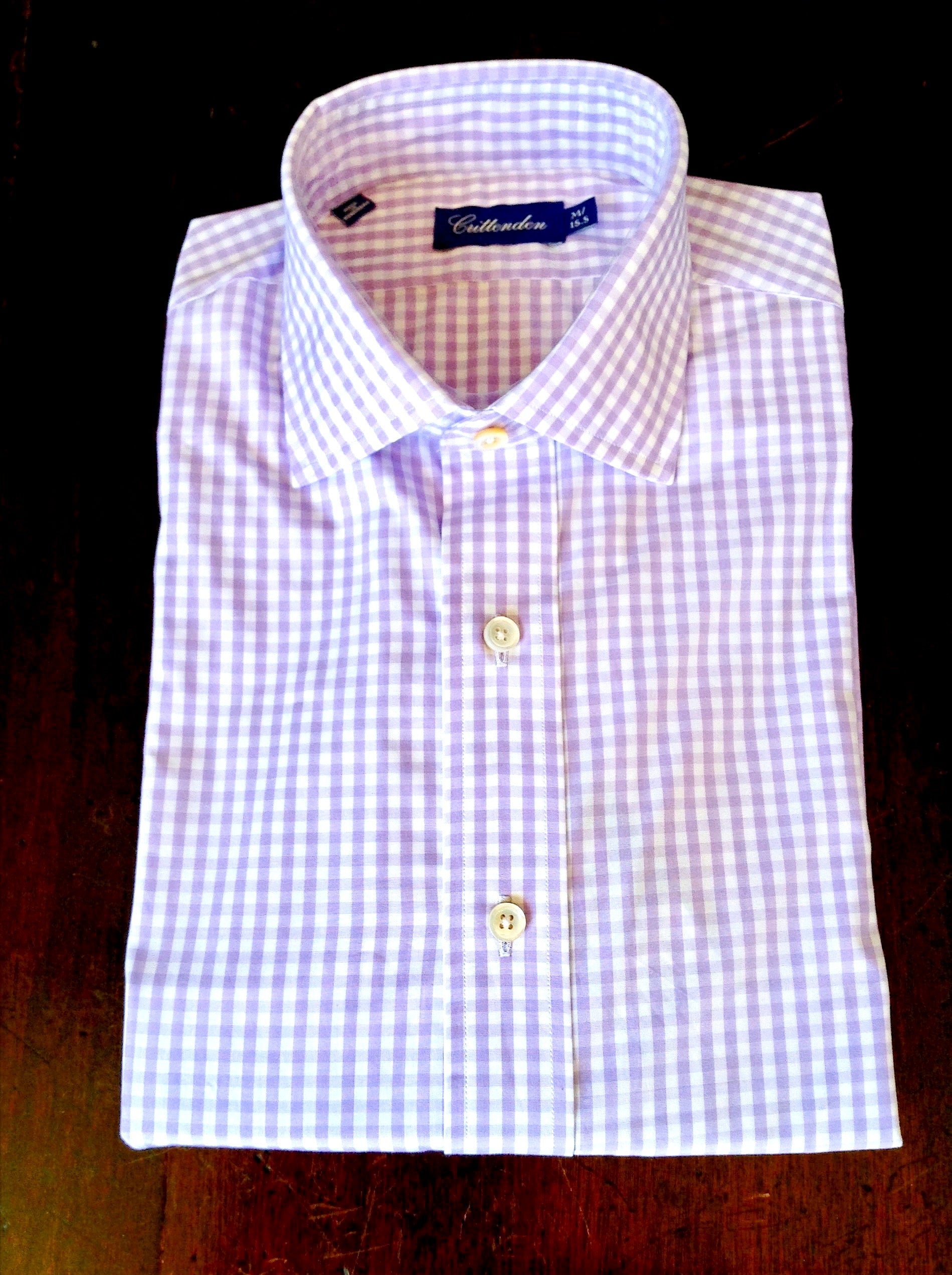 Crittenden Super 100s Dress Shirt, Light Purple and White Stripe or Check