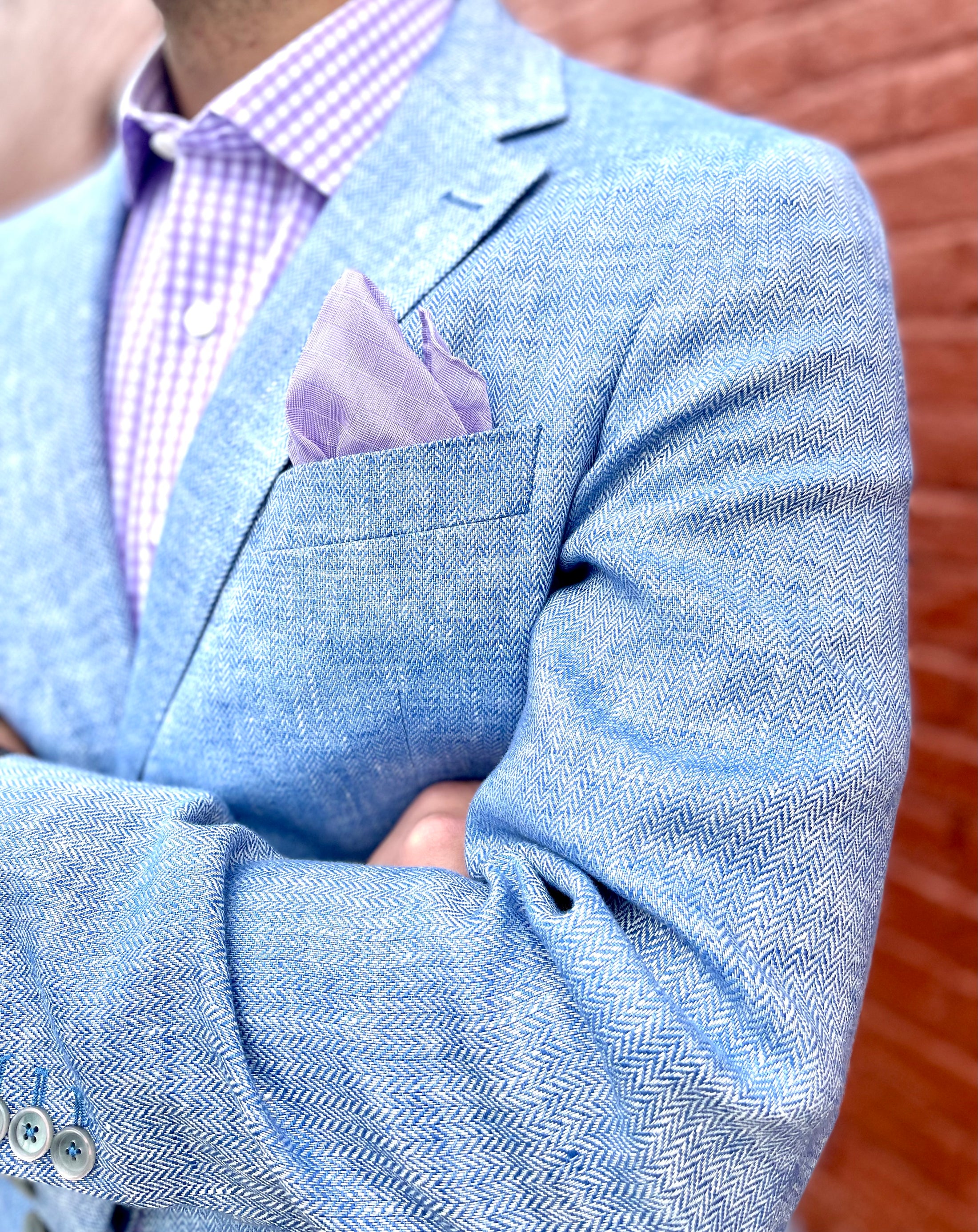 Blue Linen Herringbone in Harrods Flap