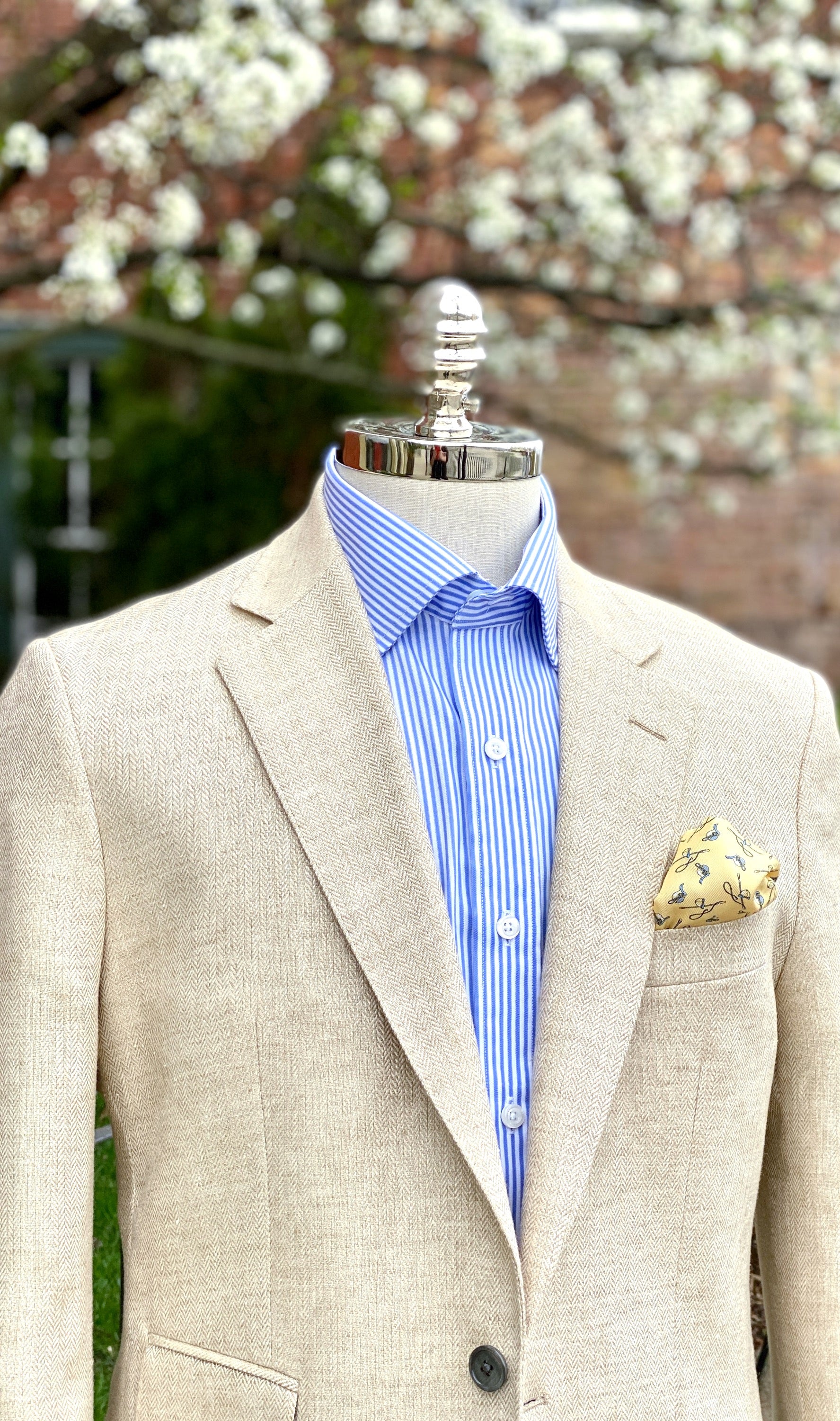 Harrods Sportcoat in Tan Linen Herringbone