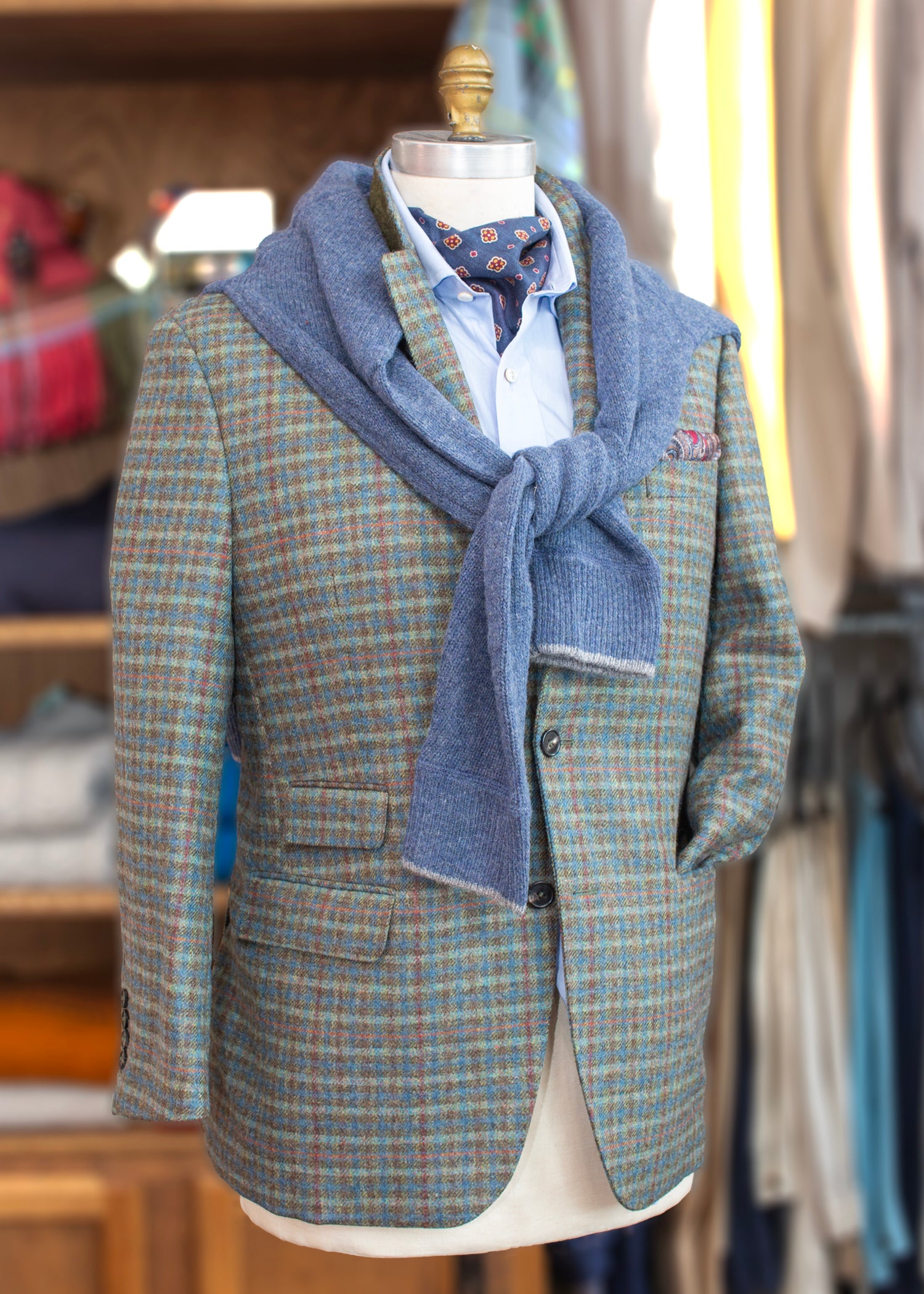 Harrods Sportcoat in Loden/Blue Highland Check