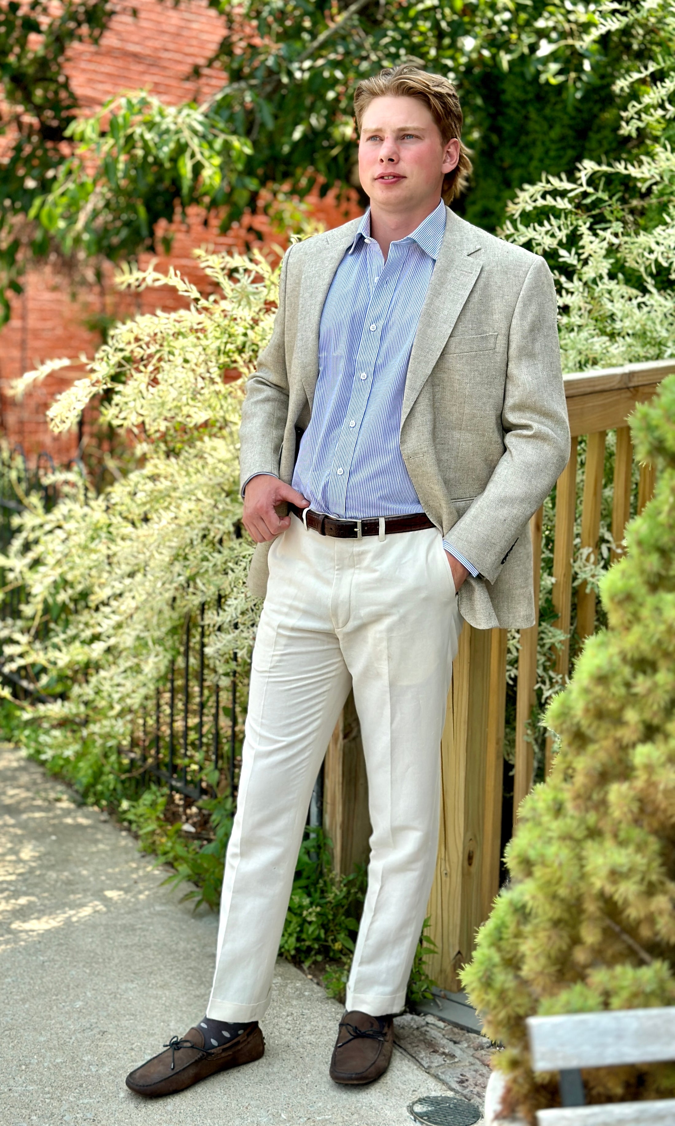 Harrods Sportcoat in Tan Linen Herringbone