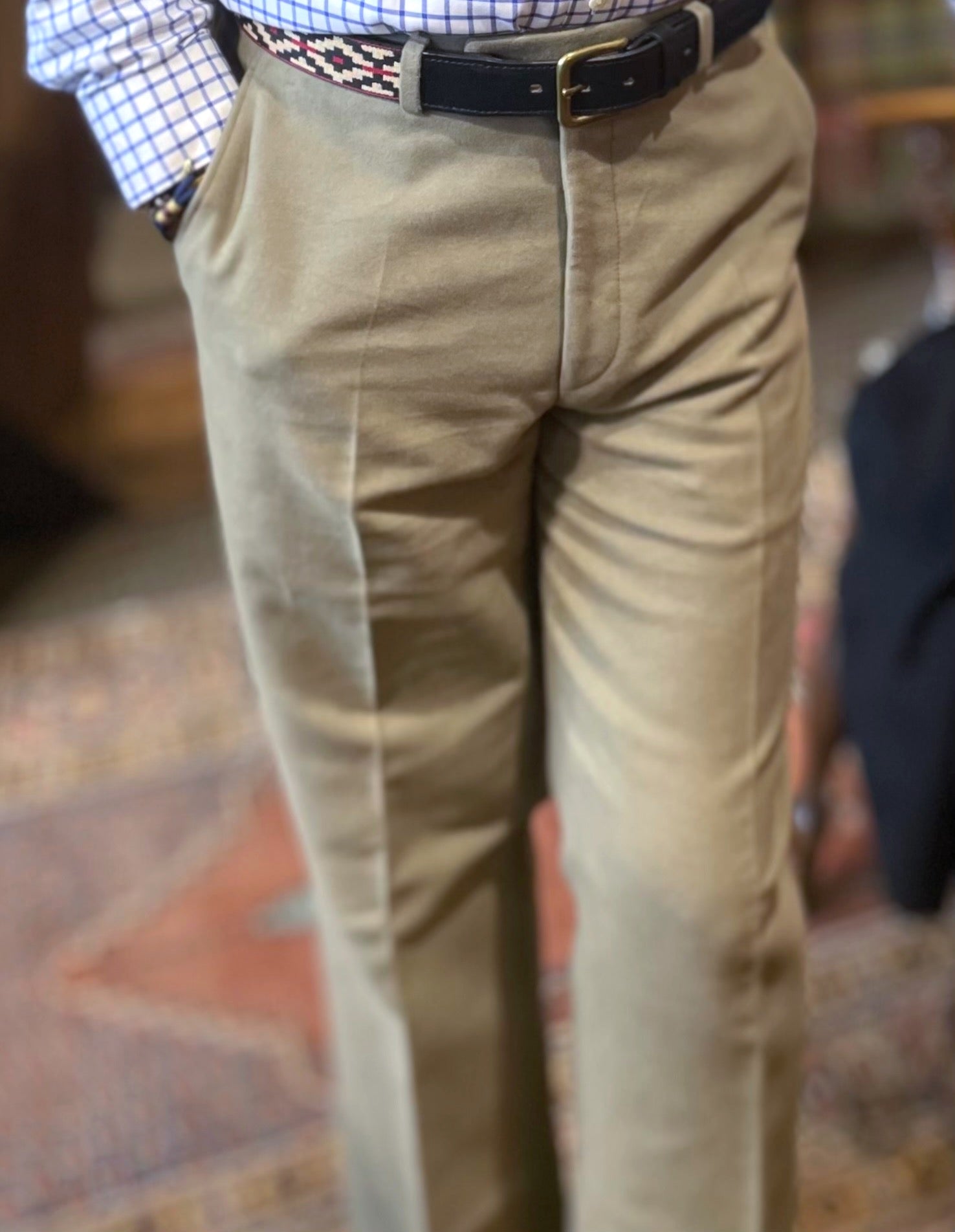 Crittenden Trouser in Moleskin in Brown, Rust, Lovat Green & Black