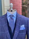 Load image into Gallery viewer, Navy Wool Windowpane Harrods Flap Sportcoat
