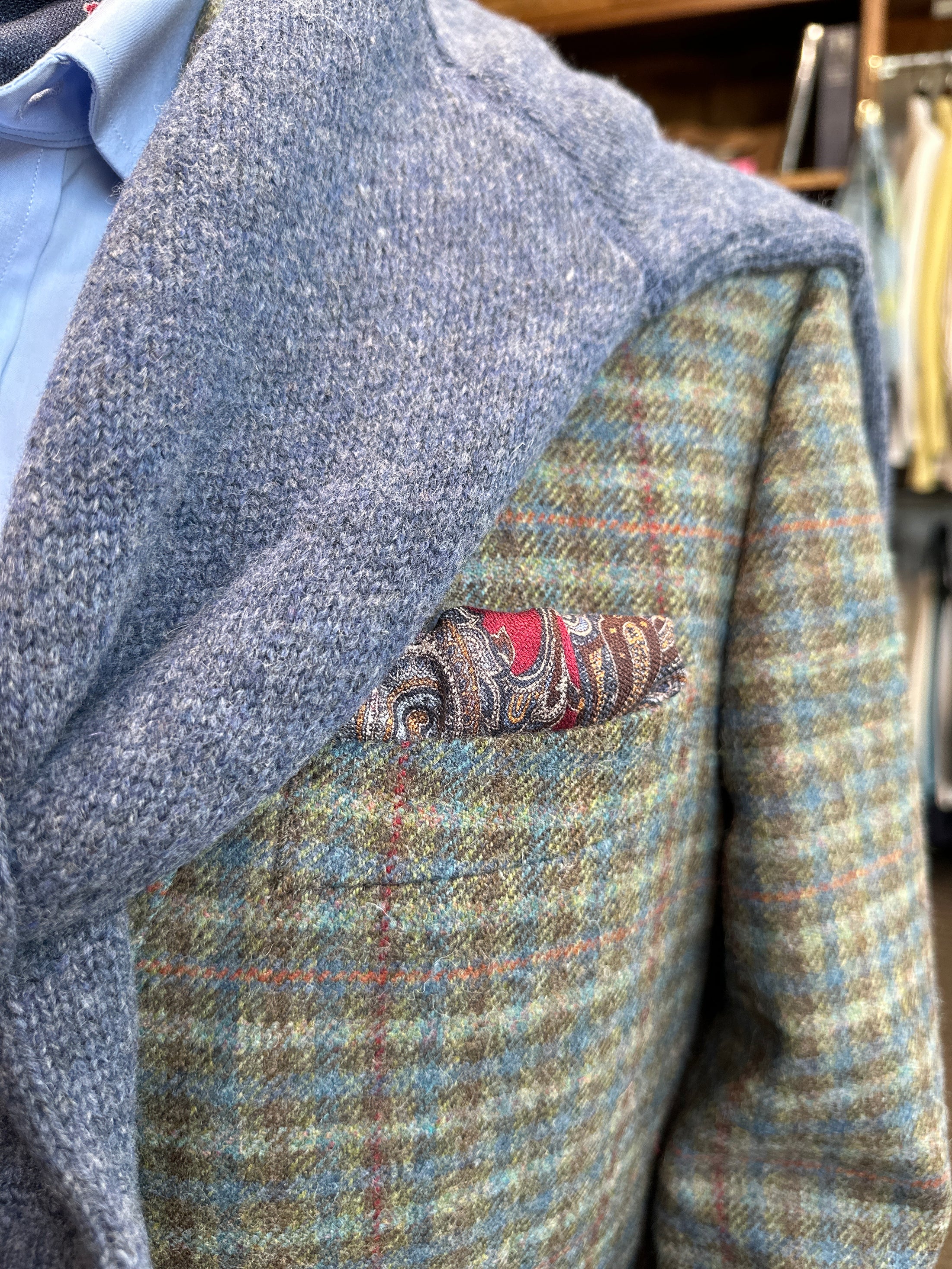 Harrods Sportcoat in Loden/Blue Highland Check