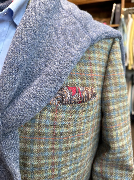 Harrods Sportcoat in Loden/Blue Highland Check