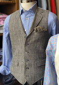 Load image into Gallery viewer, Crittenden Signature Vest in Black & White Silk/Linen/Wool Glen Plaid
