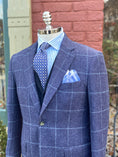 Load image into Gallery viewer, Navy Wool Windowpane Harrods Flap Sportcoat
