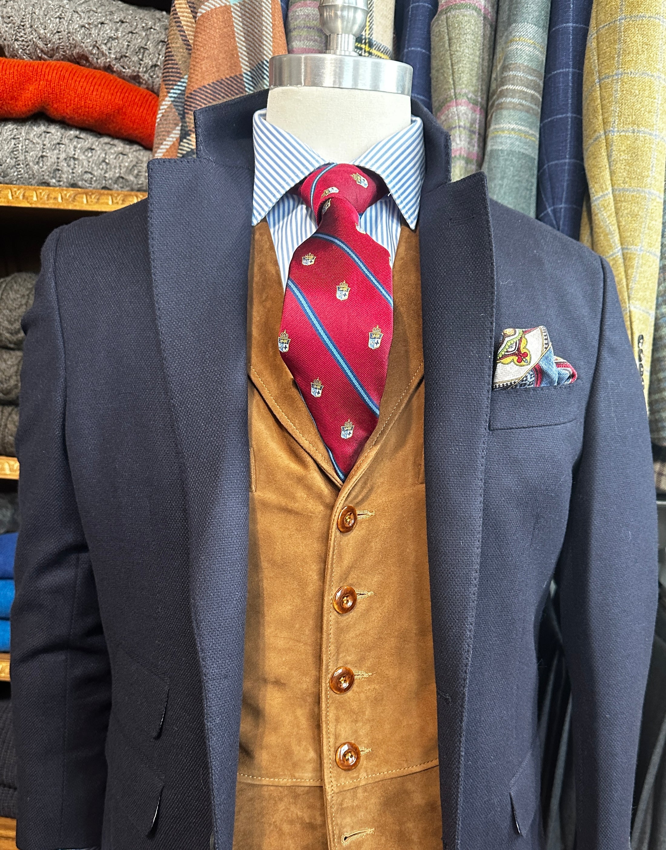 Crittenden Harrods Blazer in Wool & Cashmere Navy Hopsack