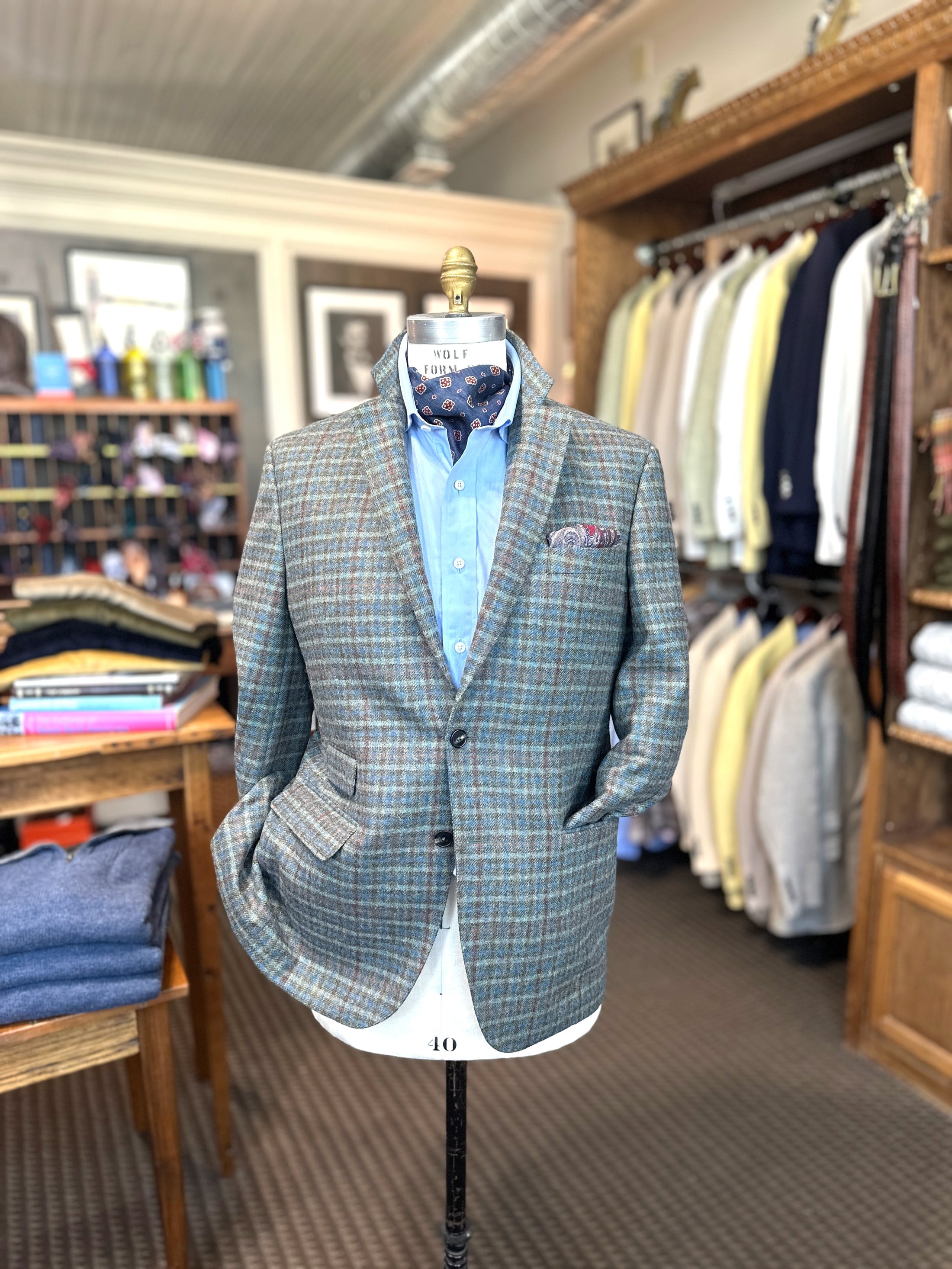 Harrods Sportcoat in Loden/Blue Highland Check