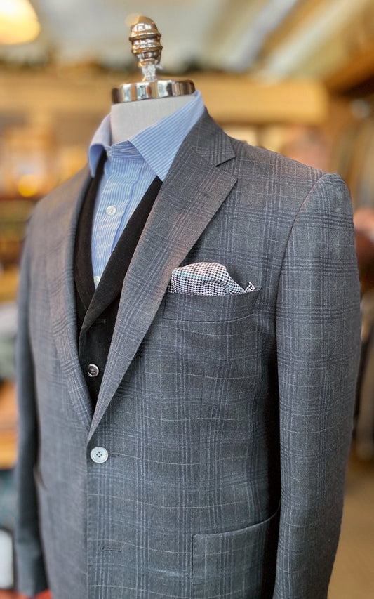 Stuart Sportcoat in Glen Plaid Worsted Wool