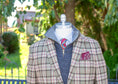 Load image into Gallery viewer, Stuart Sportcoat in Olive & Cream Windowpane with Red/Purple Overplaid
