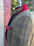 Load image into Gallery viewer, Hacking Jacket in Lambswool Moss/Red/Gold Multiplaid
