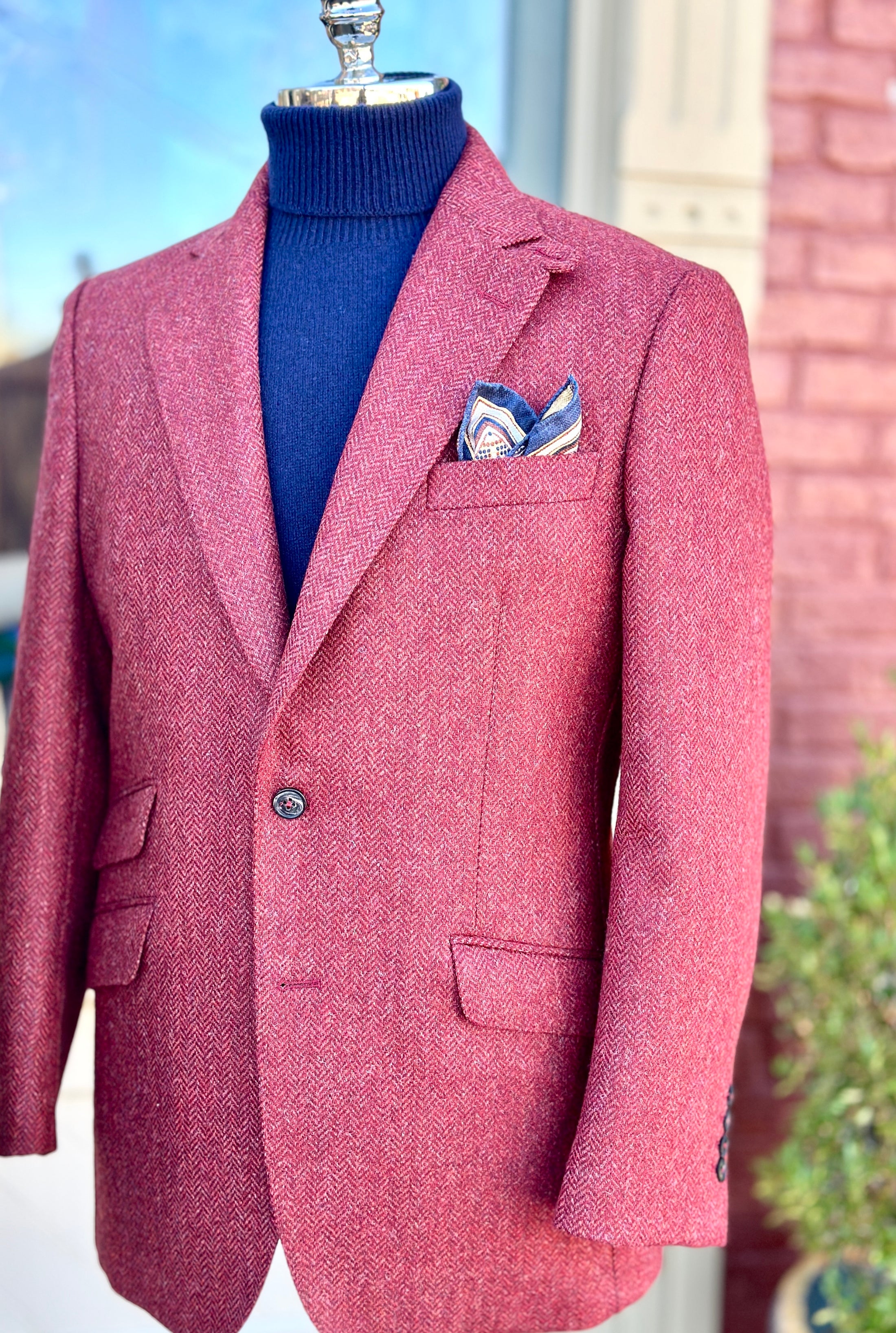 Hacking Jacket in Cayenne Red Herringbone Tweed