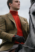 Load image into Gallery viewer, Hacking Jacket in Lambswool Moss/Red/Gold Multiplaid
