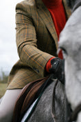 Load image into Gallery viewer, Hacking Jacket in Lambswool Moss/Red/Gold Multiplaid
