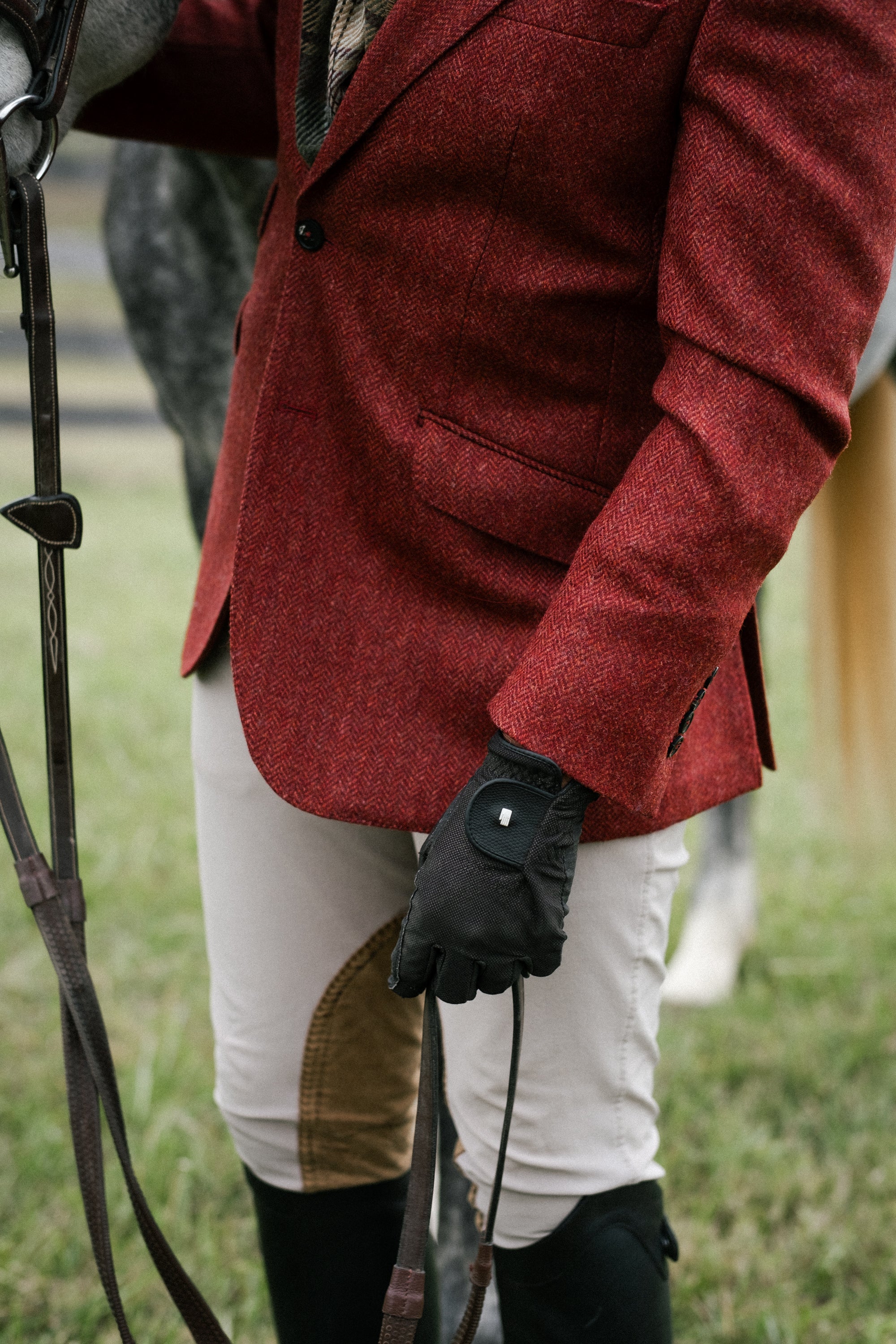 Hacking Jacket in Cayenne Red Herringbone Tweed