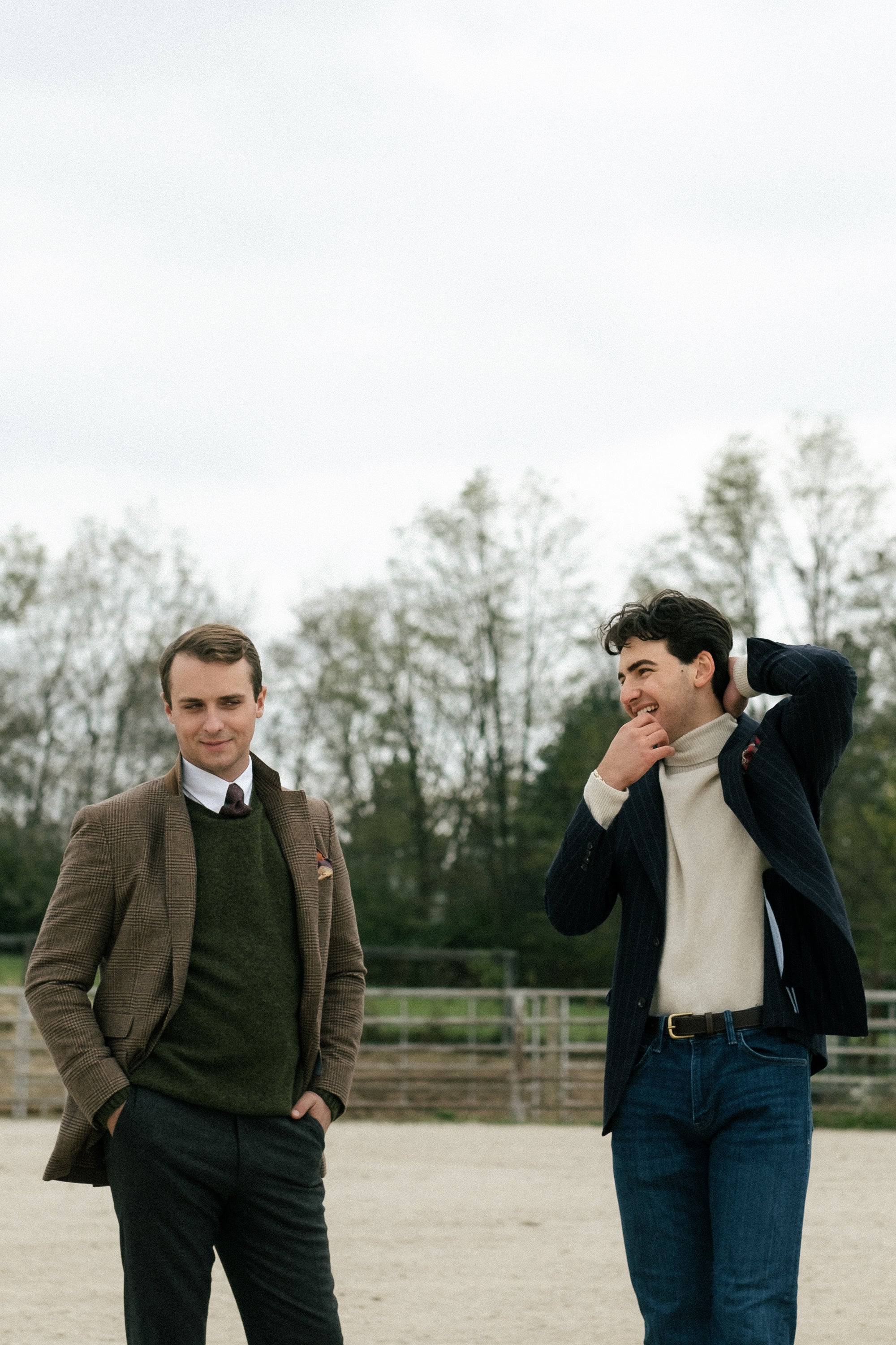 Harrods Flap Pocket Jacket in Sand/Brown Merino Glen Plaid