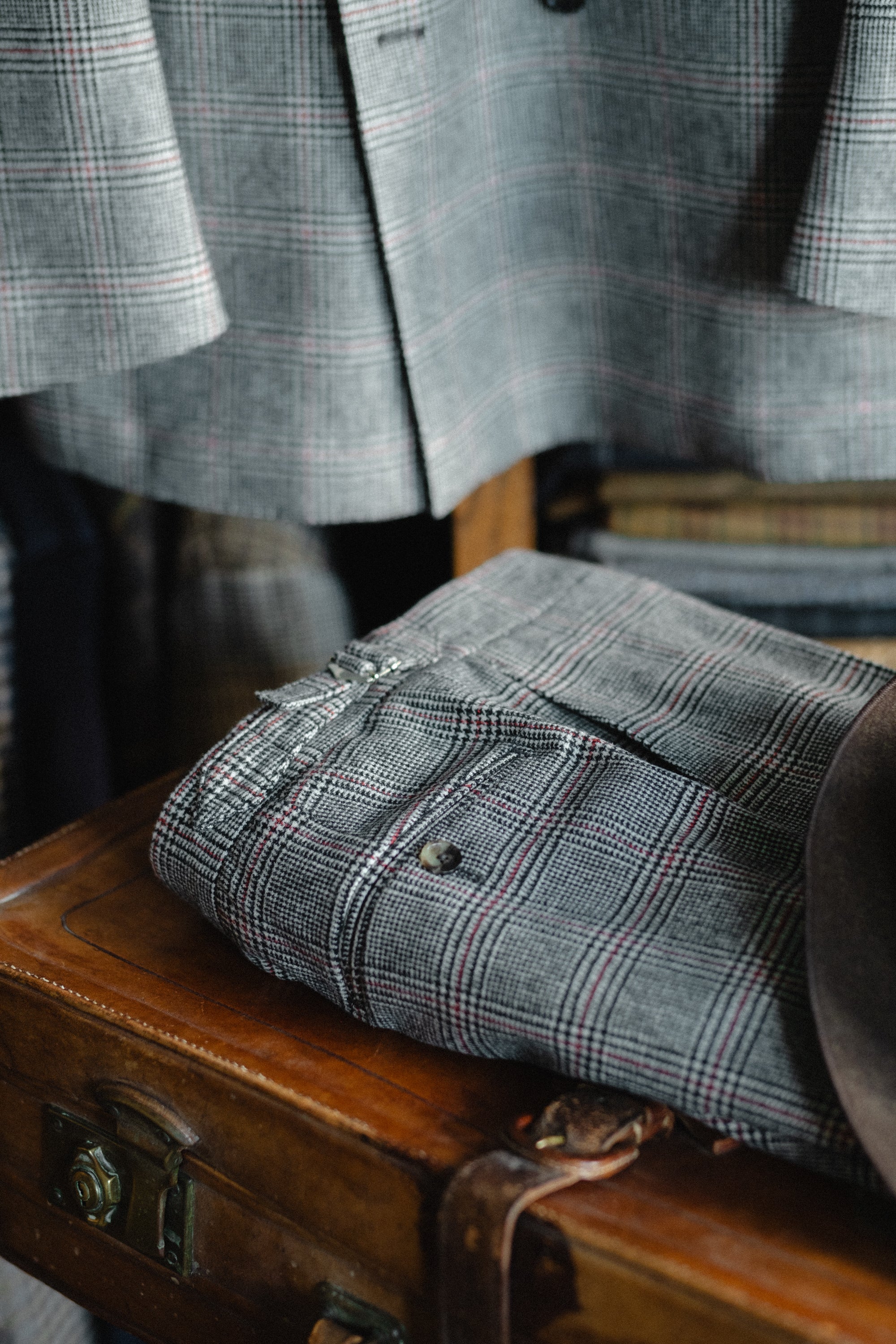 Double Breasted Suit in Merino Prince of Wales Plaid