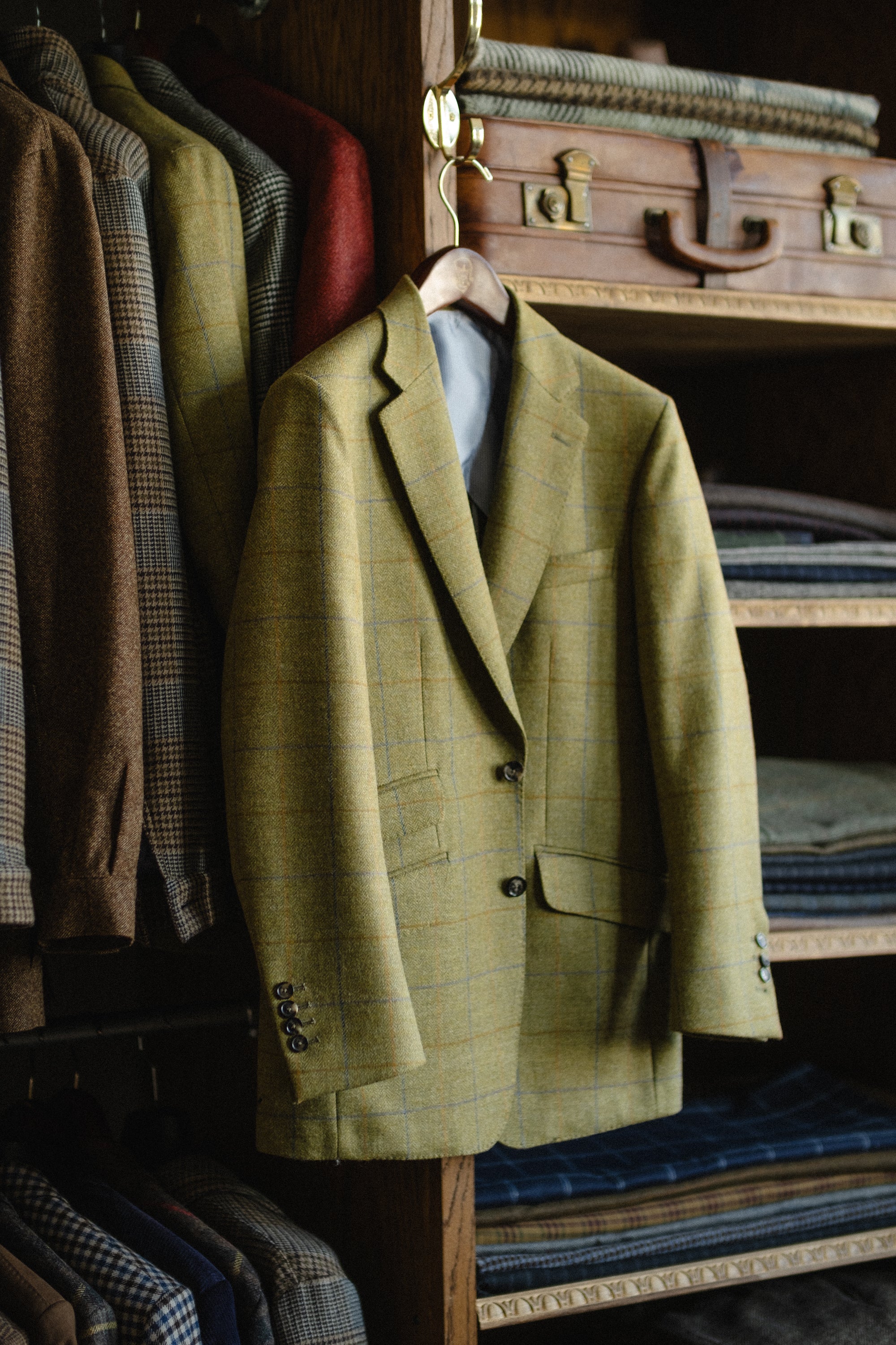 Harrods Flap Pocket Jacket in Sage/Sky/Gold Tweed, CR 1408