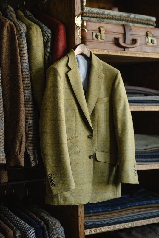 Harrods Flap Pocket Jacket in Sage/Sky/Gold Tweed, CR 1408