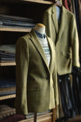 Load image into Gallery viewer, Crittenden Women's Classic Blazer in Sage Tweed with Blue/Gold Windowpane
