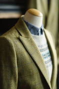 Load image into Gallery viewer, Crittenden Women's Classic Blazer in Sage Tweed with Blue/Gold Windowpane
