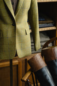 Load image into Gallery viewer, Crittenden Women's Classic Blazer in Sage Tweed with Blue/Gold Windowpane
