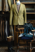 Load image into Gallery viewer, Crittenden Women's Classic Blazer in Sage Tweed with Blue/Gold Windowpane
