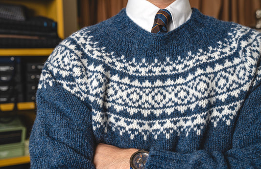 Heather Blue Fair Isle Sweater