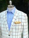 Load image into Gallery viewer, Cream and Tan Windowpane in Harrods Flap Pocket Sportcoat
