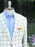 Load image into Gallery viewer, Cream and Tan Windowpane in Harrods Flap Pocket Sportcoat
