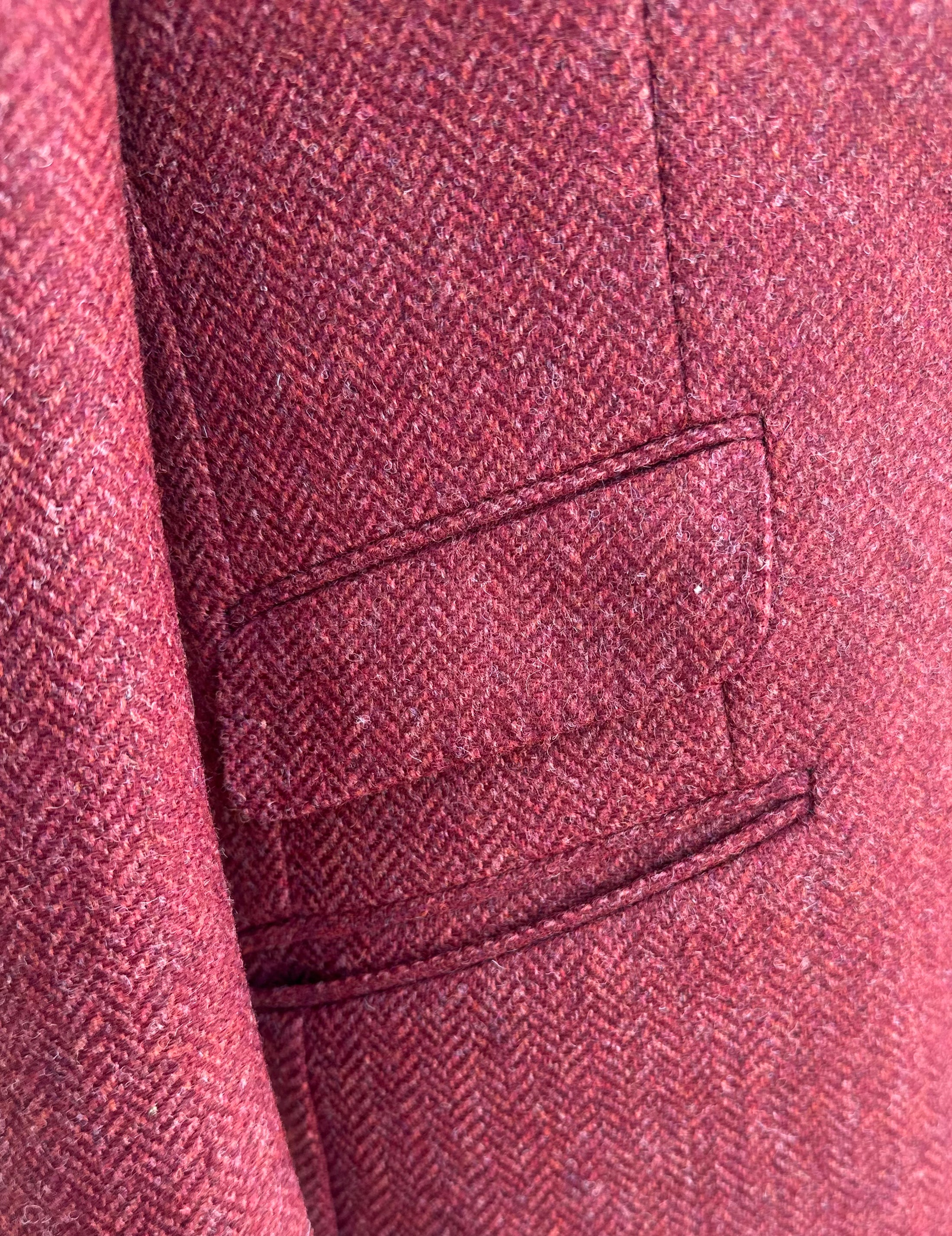 Hacking Jacket in Cayenne Red Herringbone Tweed