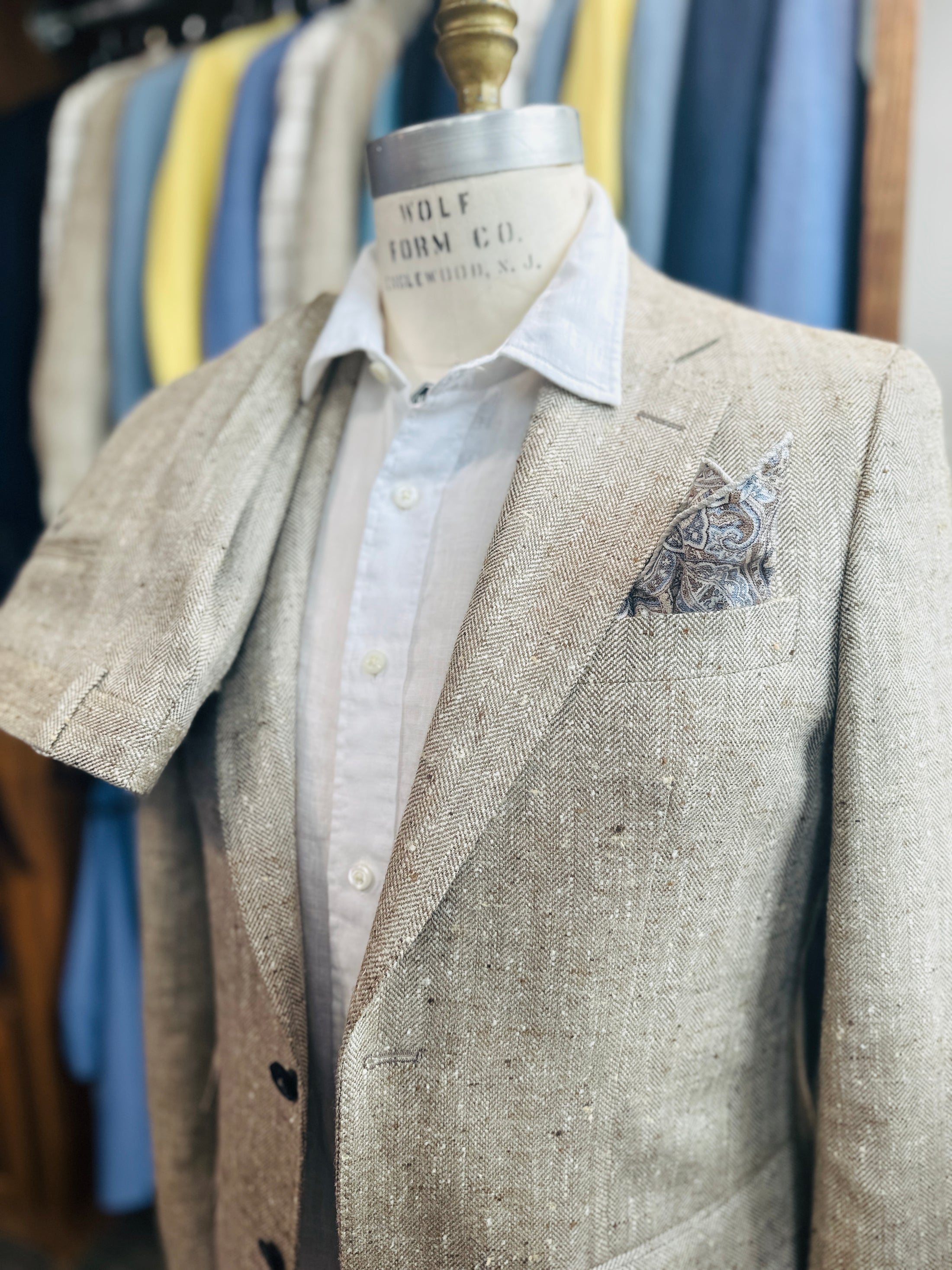 Linen & Silk Donegal Herringbone Harrods Flap Pocket Jacket