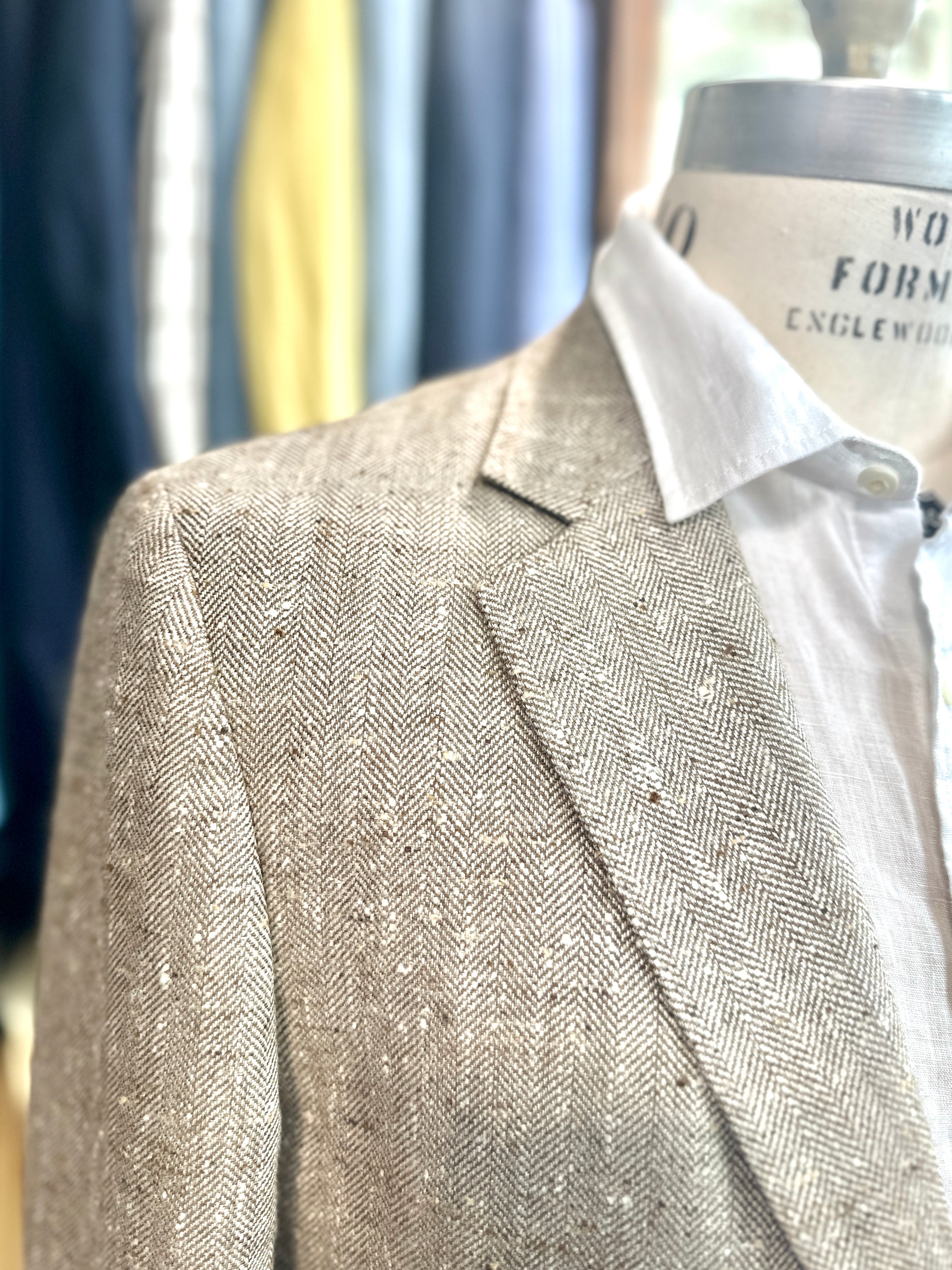 Linen & Silk Donegal Herringbone Harrods Flap Pocket Jacket