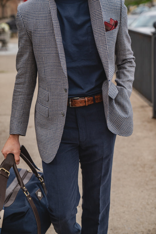 Harrods Flap Pocket Jacket in Navy/Sand Glen